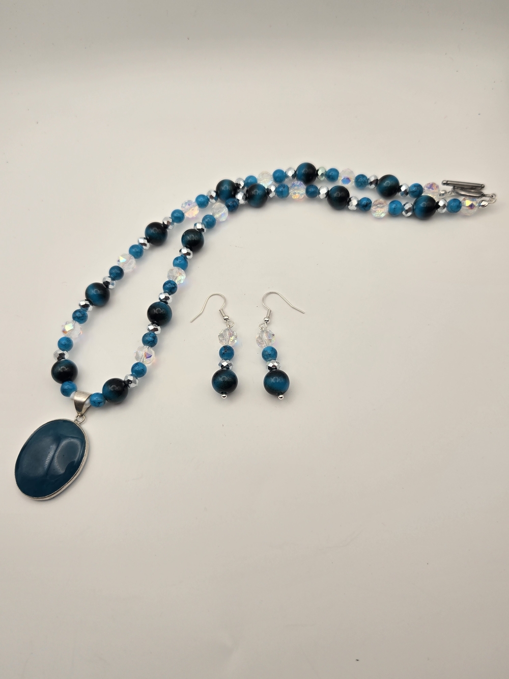 Turquoise Blue Apatite Pendant Necklace with Matching Earrings - Picture 4 of 5